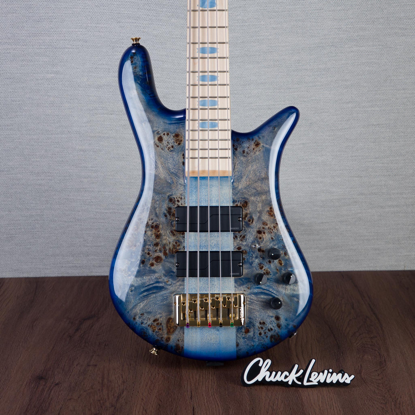 Spector Euro 5 LT Poplar Burl Over Ash 5-String Electric Bass Guitar - Faded Light Blue Gloss - CHUCKSCLUSIVE - #]C121NB23298