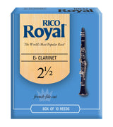 Ddaddario Woodwinds RBB1025 Rico Royal E-Flat Clarinet Reeds, Strength 2.5, 10-pack