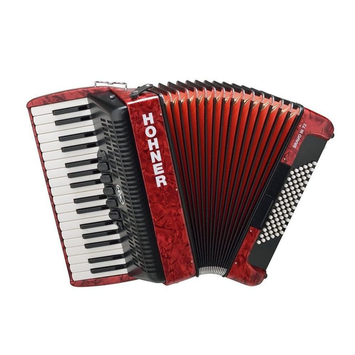 Hohner Bravo III Piano Accordion, 72 Bass, 34 Keys - Red Pearl