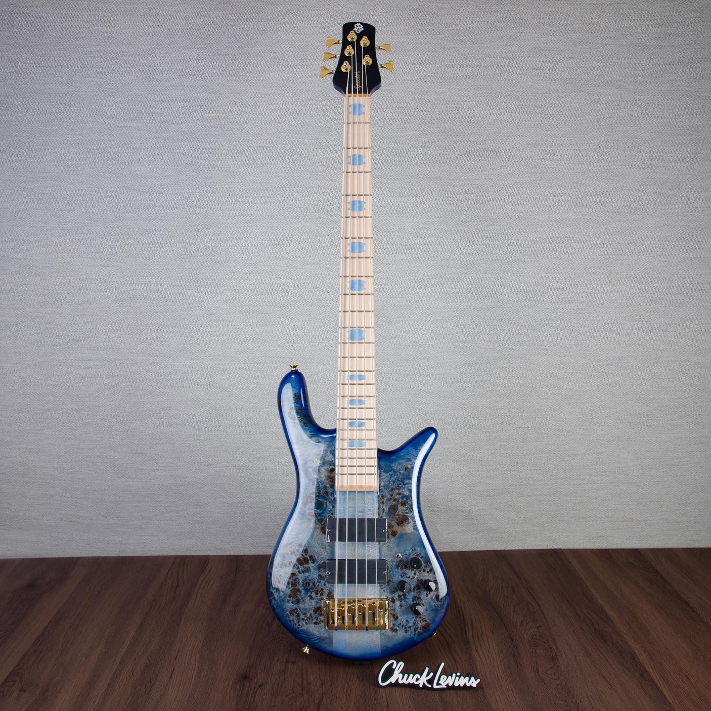 Spector Euro 5 LT Poplar Burl Over Ash 5-String Electric Bass Guitar - Faded Light Blue Gloss - CHUCKSCLUSIVE - #]C121NB23304