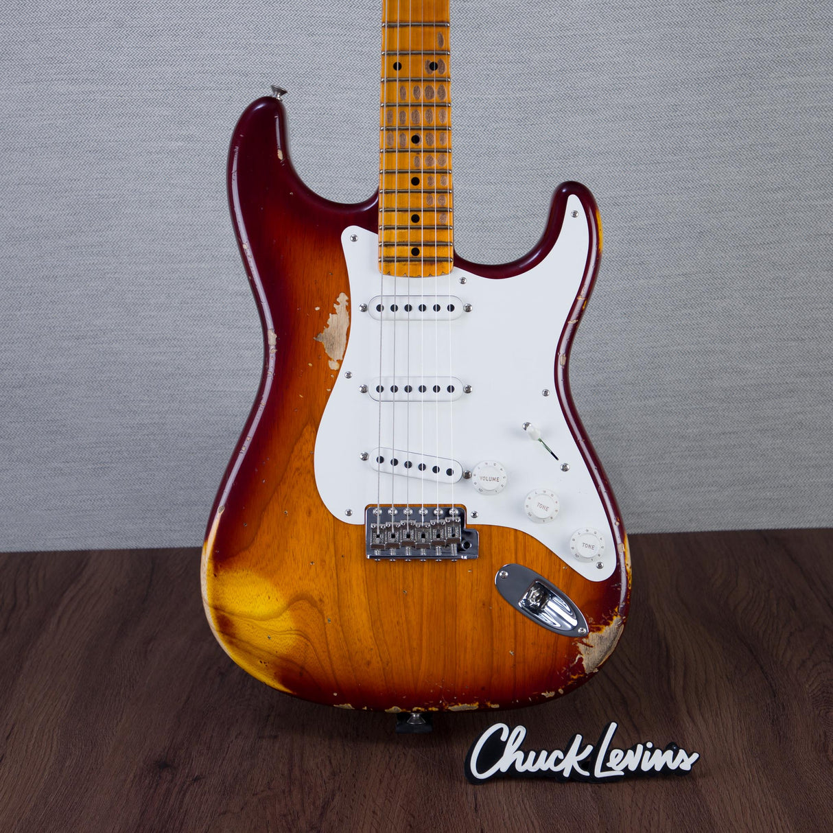 Fender Custom Shop 1955 Stratocaster Electric Guitar Heavy Relic - Faded Violin Burst - #CZ586321