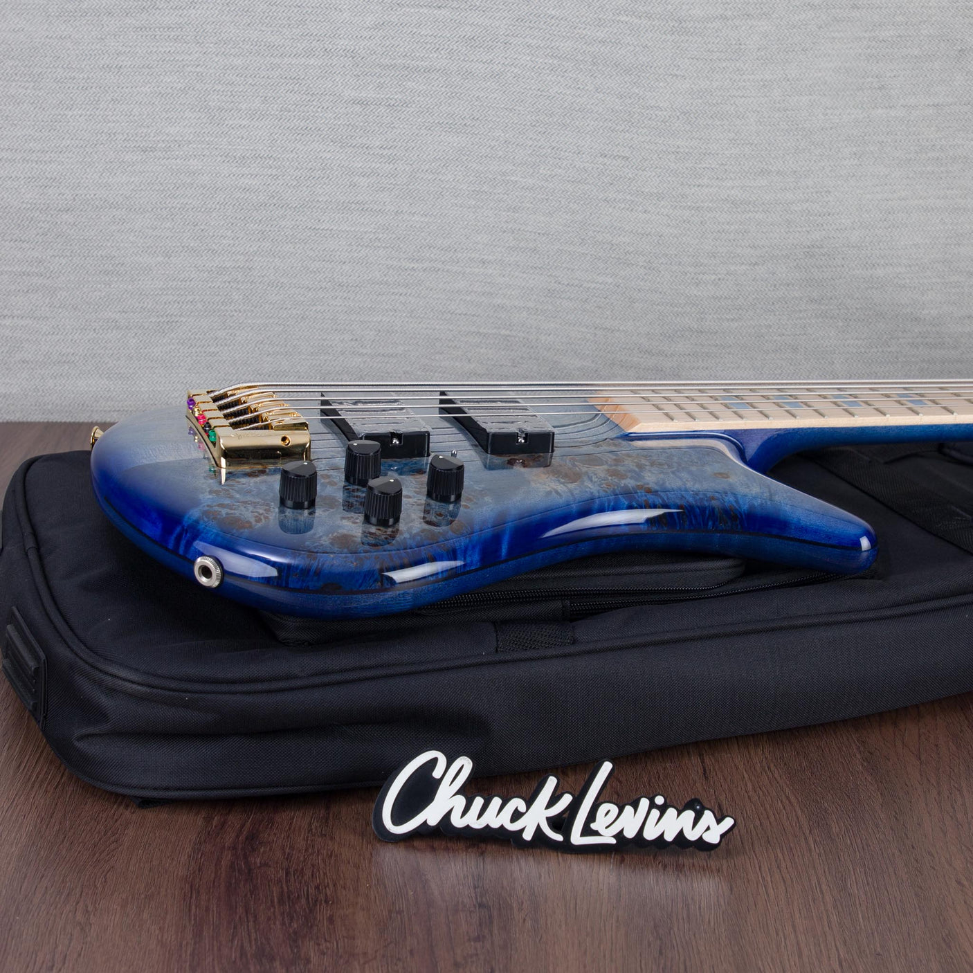 Spector Euro 5 LT Poplar Burl Over Ash 5-String Electric Bass Guitar - Faded Light Blue Gloss - CHUCKSCLUSIVE - #]C121NB23304