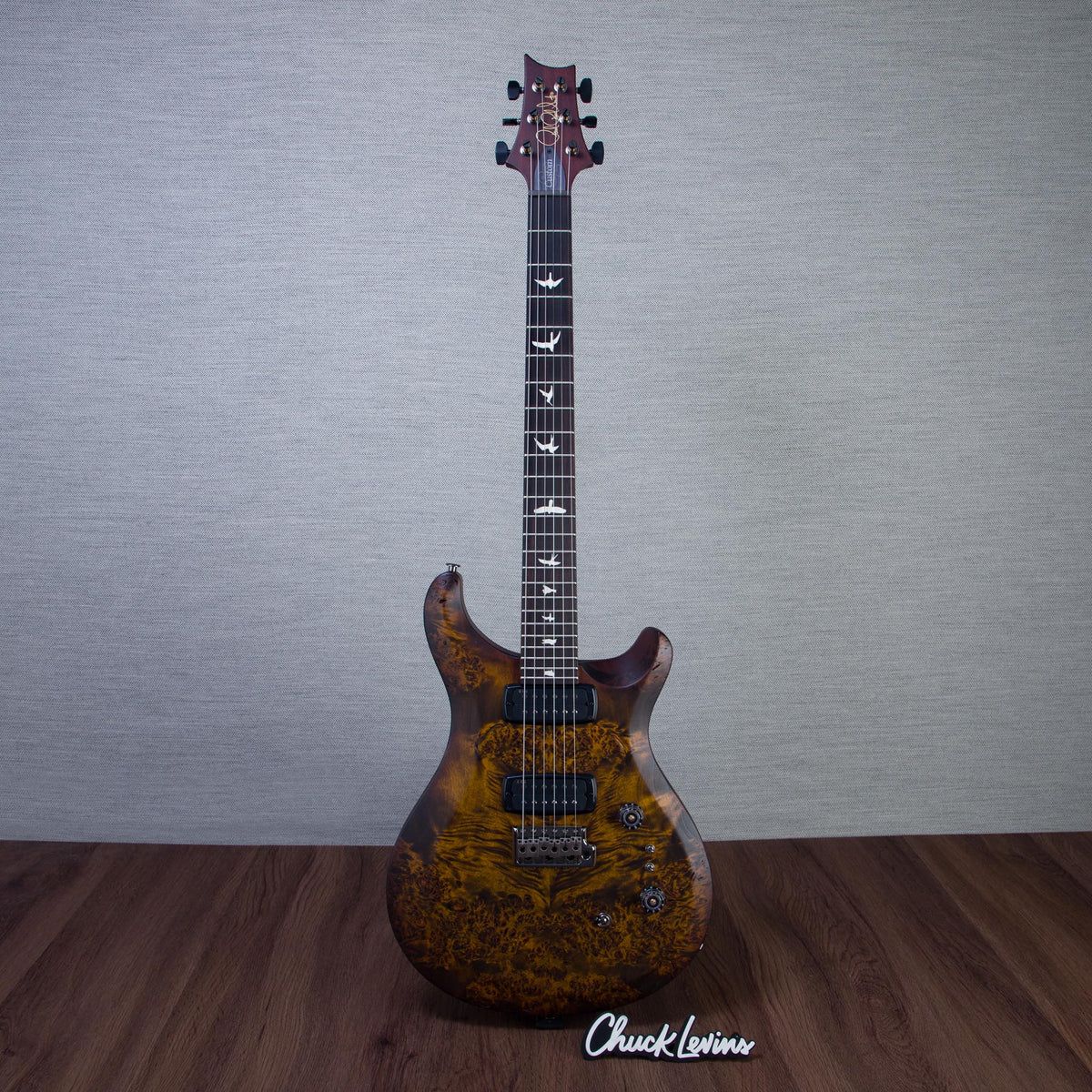 PRS S2 Custom 24-08 Poplar Burl Electric Guitar - Black Gold Burst - #S2089509