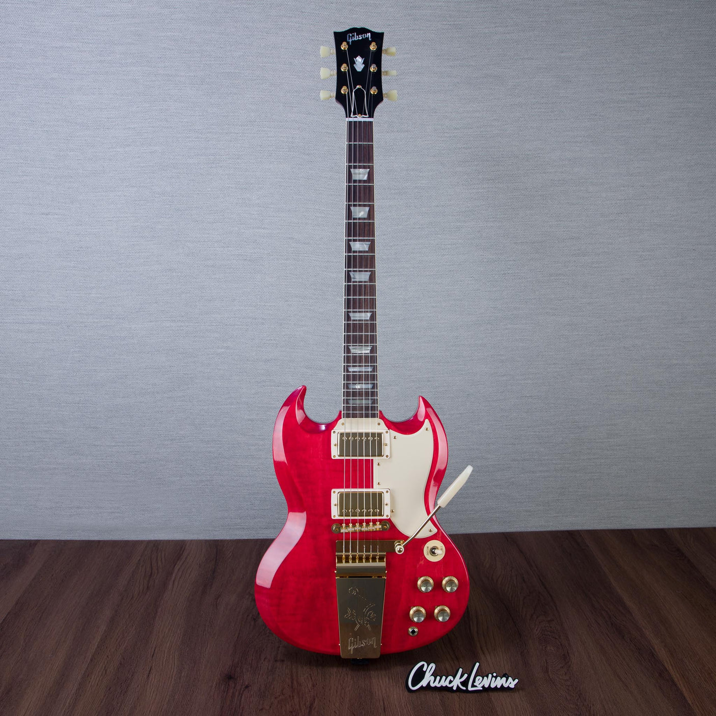 Gibson Custom Shop 1964 SG Standard Reissue Maestro Vibrola Electric Guitar, Gold Hardware - Watermelon King - CHUCKSCLUSIVE - #601384