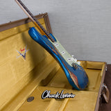 Fender Custom 1961 Stratocaster Electric Guitar Super Heavy Relic - Blue Sparkle over 3-Color Sunburst - #CZ587365