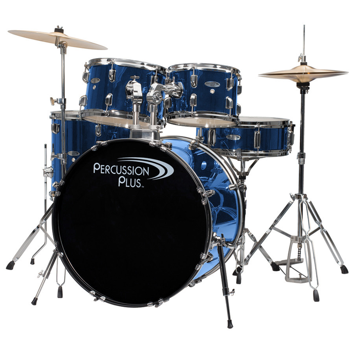 Percussion Plus 5-piece Drum Set With 22" Kick - Brushed Blue - New