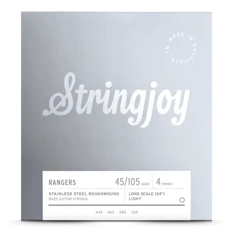 Stringjoy Rangers 4-String Stainless Steel Bass Guitar Strings - Long Scale Light Gauge (.045-.105)