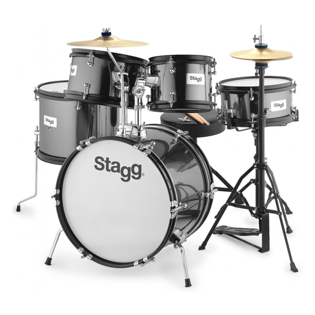 Stagg Tim Jr. 5/16BBK 5-Piece Junior Drum Set With 16" Kick And Hardware - Black