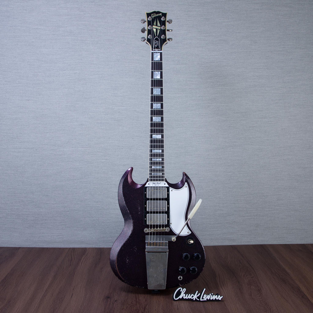 Gibson Custom Shop Murphy Lab 63' SG Custom 3-Pickup Maestro Electric Guitar - Light Aged Brunswick Wild Berry - #505223