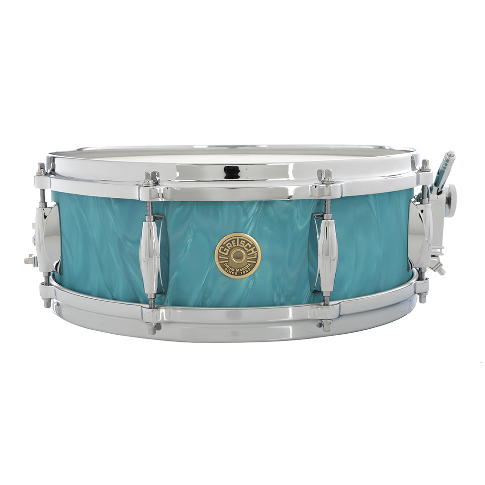 Gretsch 5" x 14" USA Custom Snare Drum - Aqua Satin Flame Nitron, 8 Lug, Micro Sensitive