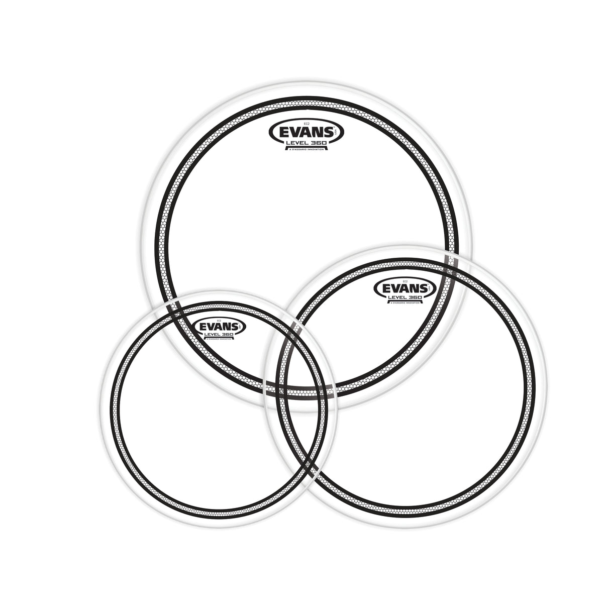 Evans 10", 12", 14" EC2 Clear Tompack