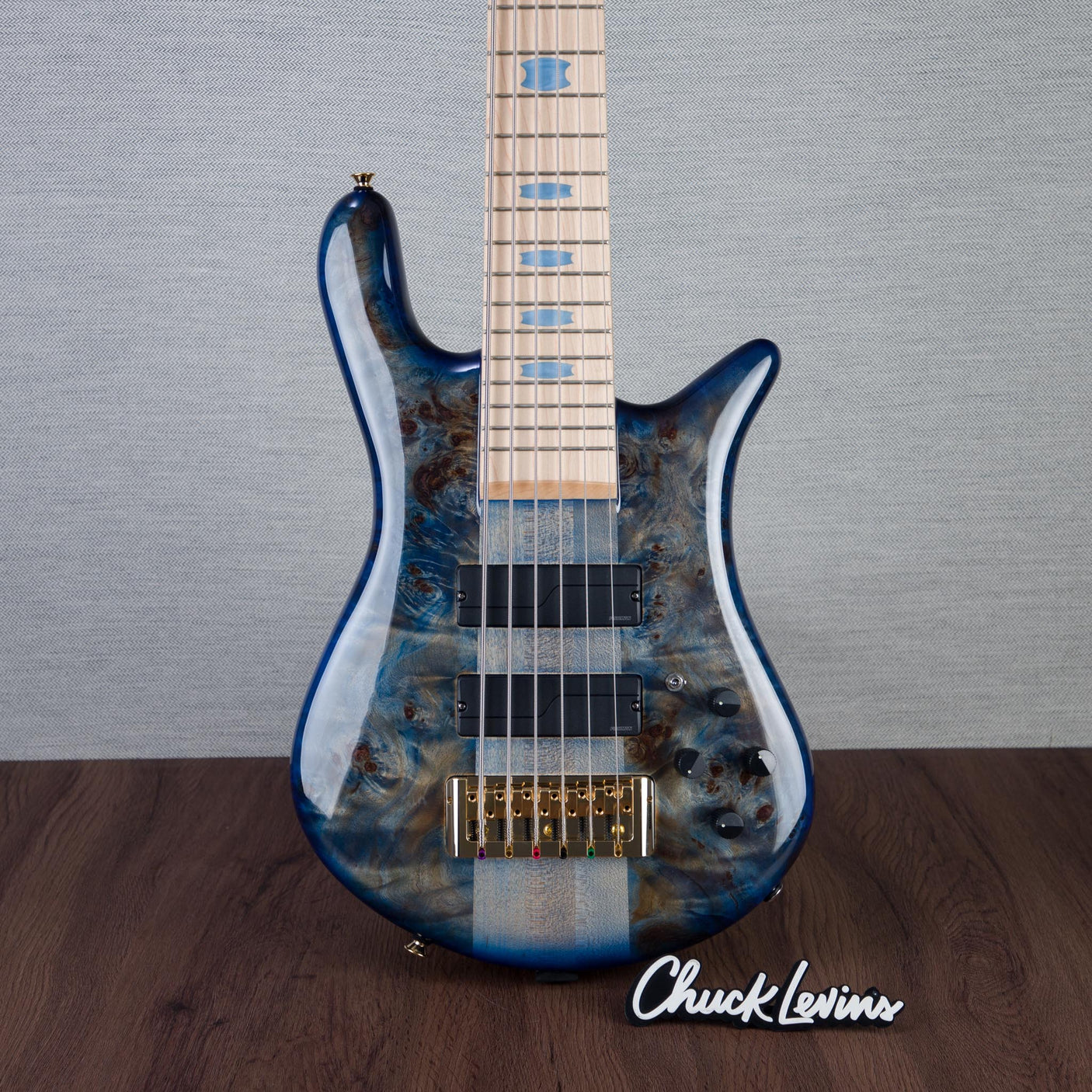 Spector Euro 6 LT Poplar Burl Over Ash 6-String Electric Bass Guitar - Faded Light Blue Gloss - CHUCKSCLUSIVE - #]C121NB23299