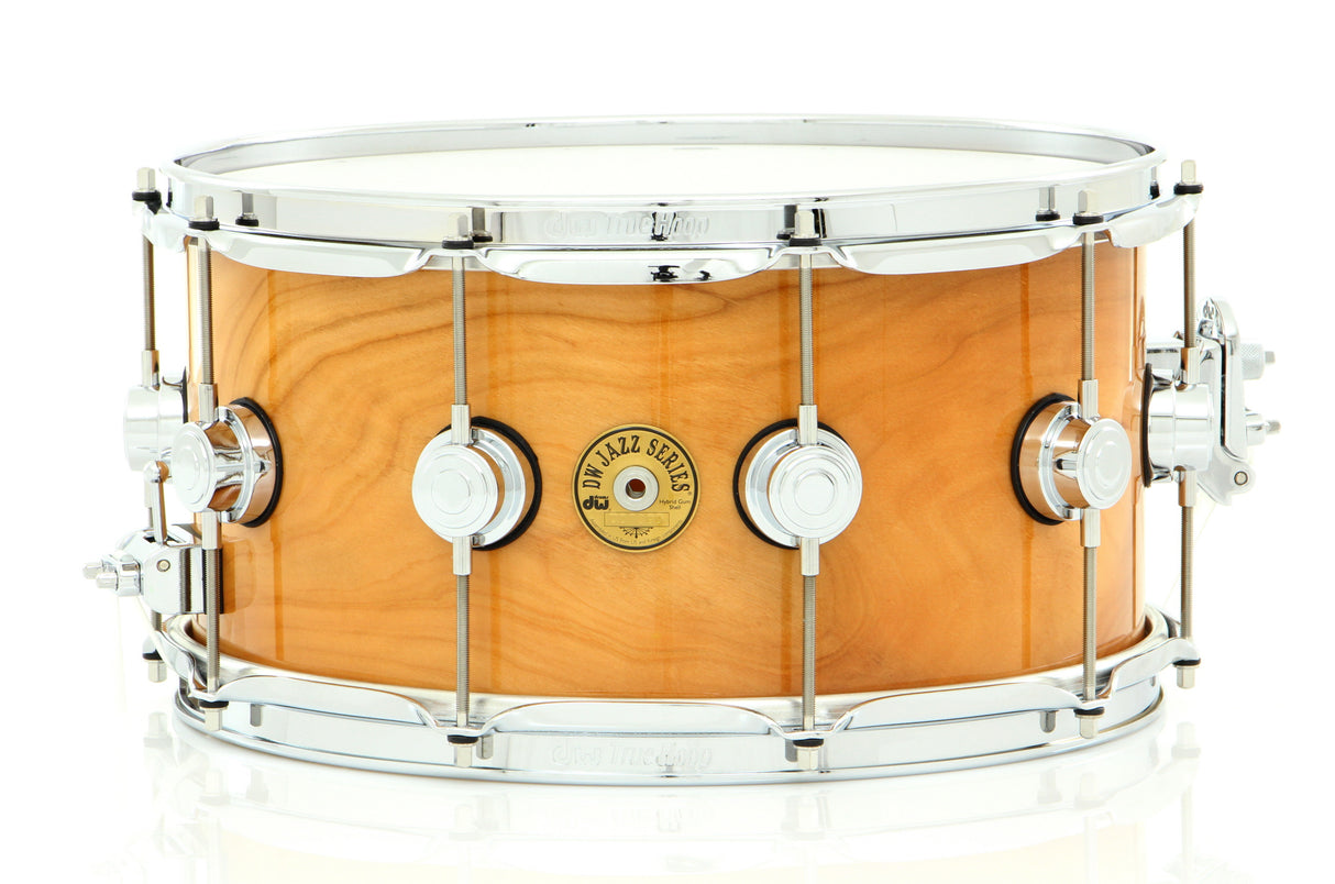 Drum Workshop 14" x 7" Jazz Series Snare Drum Exotic Natural Lacquer Over Rotary Cherry W/ Chrome Hardware