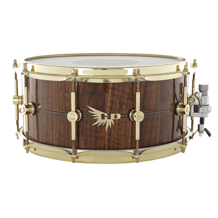 Hendrix Drums 14x6.5" Super Exotic Curly Walnut Snare Drum w/Double Ebony Inlay