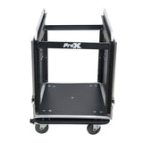 ProX T-12MRSS13ULT 13U Top 12U Front Rack Combo Flight Case with Laptop Shelf and Casters