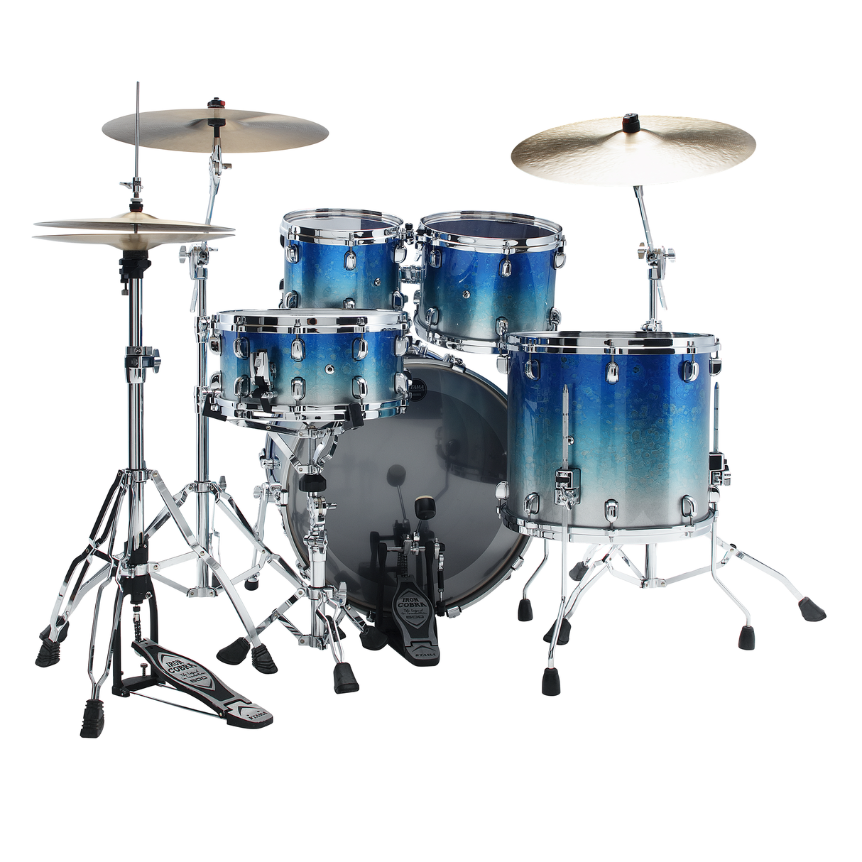 TAMA Starclassic Walnut/Birch 4-Piece Shell Pack - Molten Blue Ice Fade