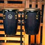 Latin Percussion Junior Conga Set - Black Wood With Gold Hardware - CHUCKSCLUSIVE