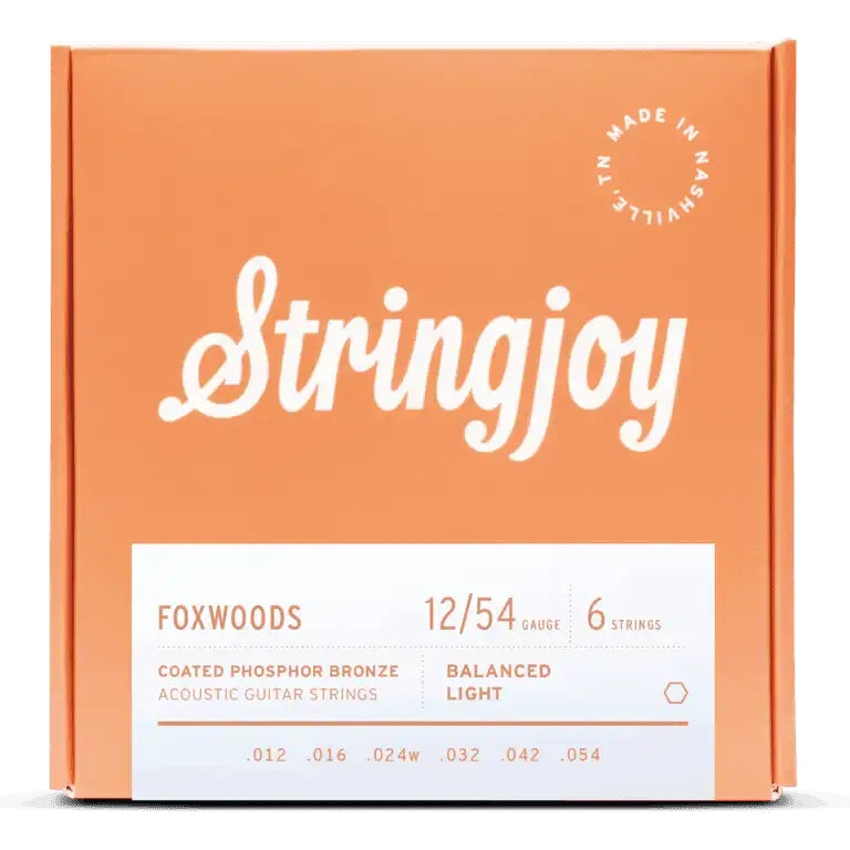 Stringjoy Foxwoods Light Gauge (12-54) Coated Phosphor Bronze Acoustic Guitar Strings