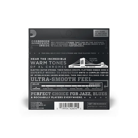 D'Addario ECG23PL 10-48 Extra Light Plain Third Flatwound Electric Guitar Strings