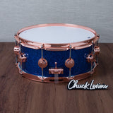 DW 6 x 14-Inch Collector's Pure Oak Snare Drum - Blue Glass with Copper Hardware
