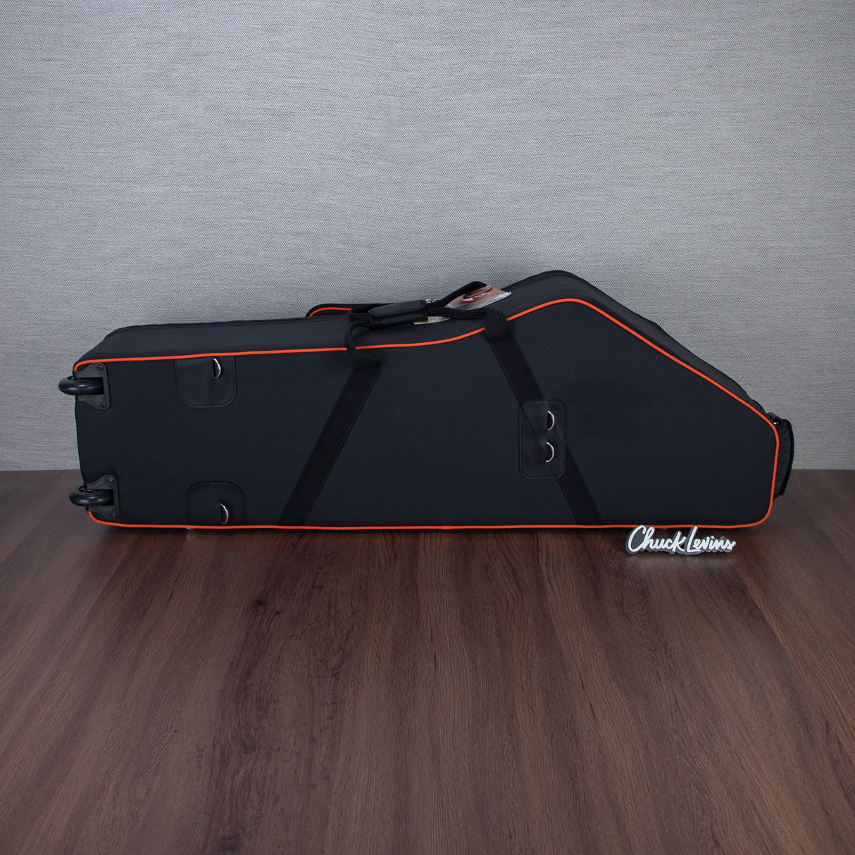 Marcus Bonna Baritone Saxophone Low A Case with Wheels - Black with Orange Trim and Badge