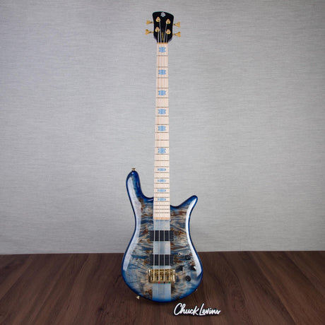 Spector Euro 4 LT Poplar Burl Over Ash Electric Bass Guitar - Faded Light Blue Gloss - CHUCKSCLUSIVE - #]C121NB23307