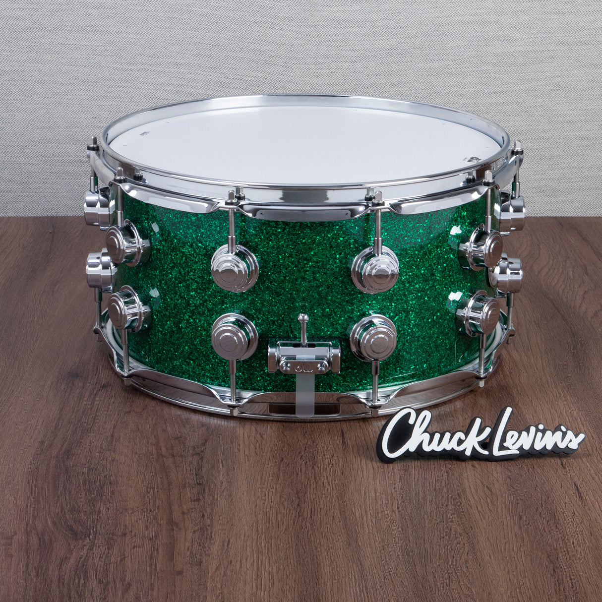 DW 7 x 14-Inch Collector's Series SSC Maple Snare Drum - Green Glass with Chrome Hardware