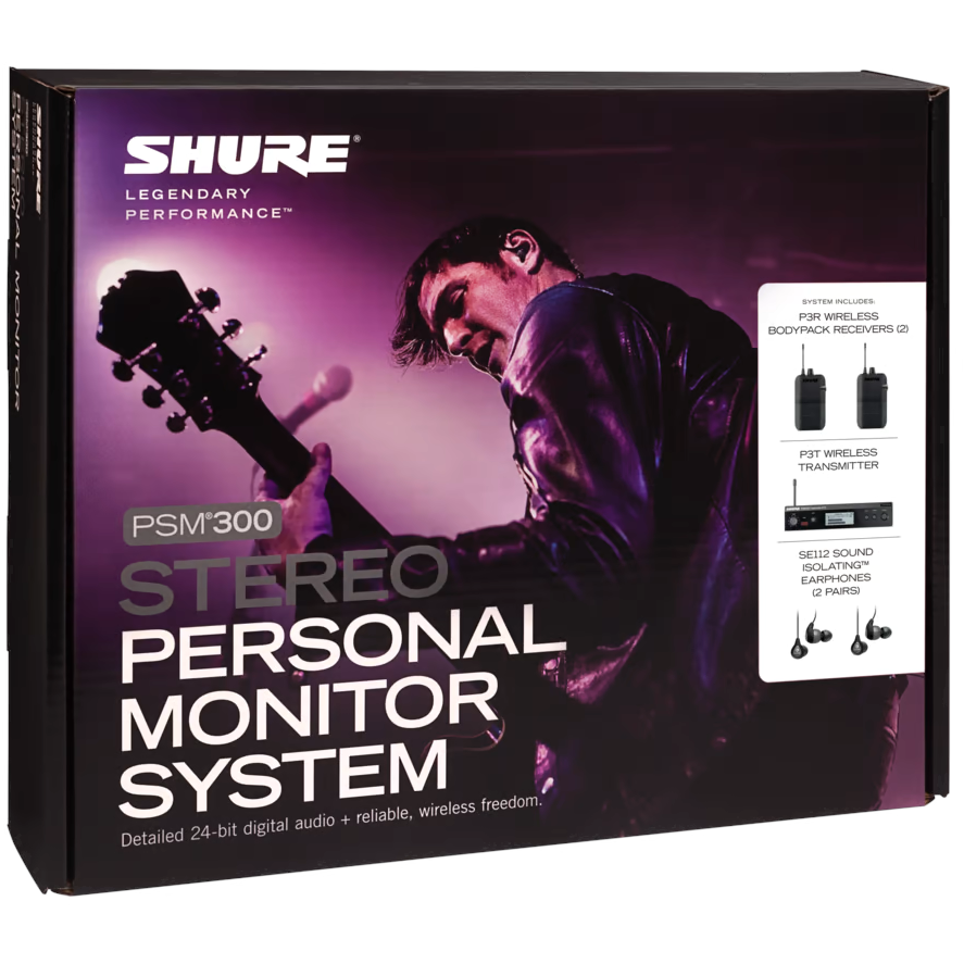 Shure PSM300 P3TR112TW Twinpack Wireless In-Ear Monitor System, H20 Band - Open Box, Mint