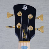 Spector Euro 4 LT Poplar Burl Over Ash Electric Bass Guitar - Faded Light Blue Gloss - CHUCKSCLUSIVE - #]C121NB23311