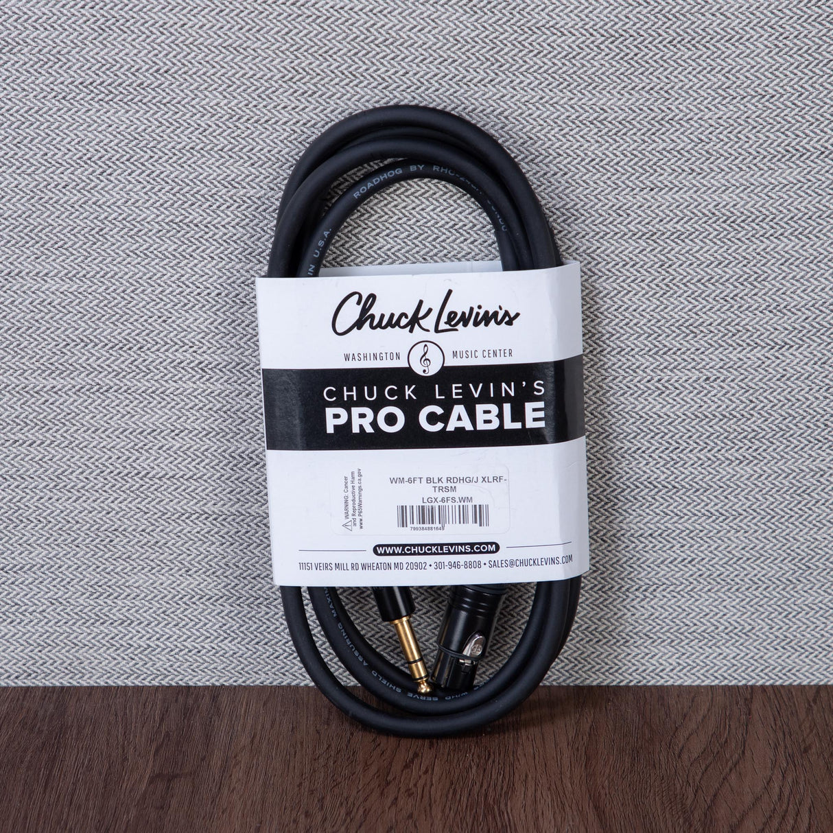 Chuck Levins LGXF-6-WM 6-Foot Balance LGX Cable - XLRF to TRSM