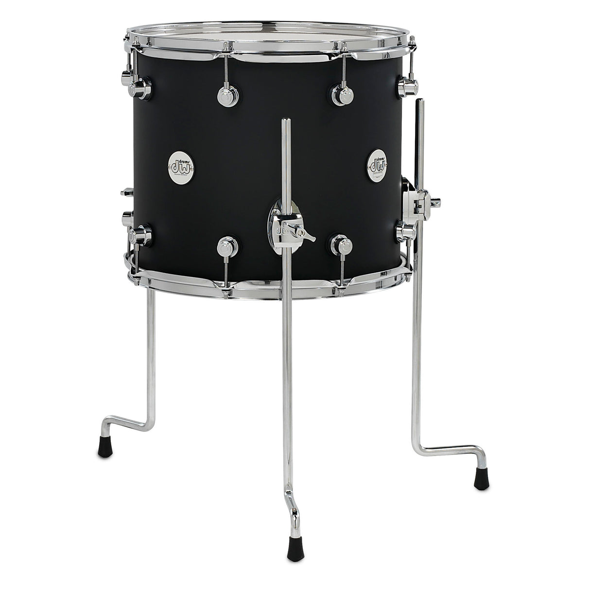 Drum Workshop 14" x 12" Design Series Maple Floor Tom - Black Satin - New,Black Satin