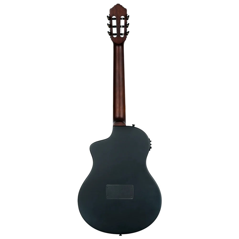 Ortega Tour Player Series Thinline Crossover Nylon String Acoustic Electric Guitar - Black
