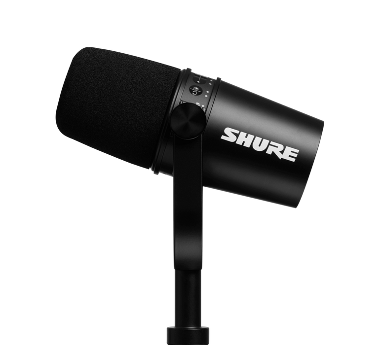 Shure MV7K with Earbuds Podcasting Bundle - Black