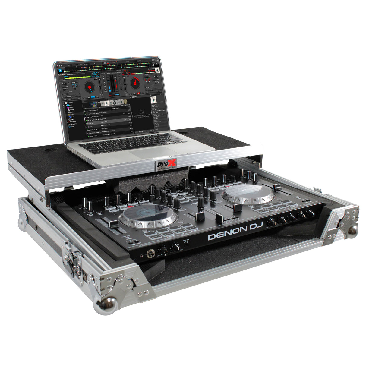 ProX XS-UXLT Universal Flight Style Road For Medium Sized DJ Controllers with Sliding Laptop Shelf