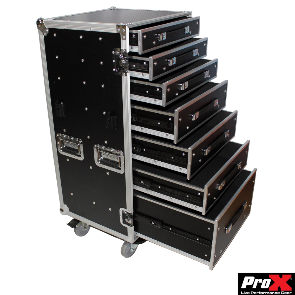 ProX XS-7DTW 7 Drawer Workstation Case W-Folding Lid Side Table on Wheels