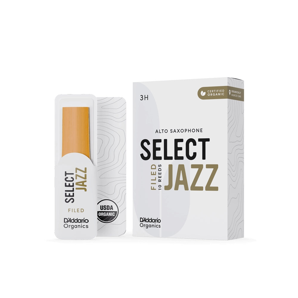 D'Addario ORSF10ASX3H Organic Select 10-Pack Jazz Alto Saxophone Reeds - 3 Hard