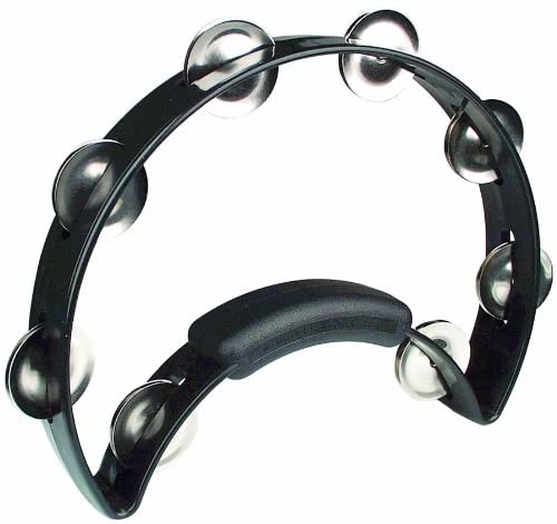 Rhythm Tech Solo Tambourine, 8 Pair Nickel Jingles - Black