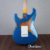 Fender Custom 1961 Stratocaster Electric Guitar Super Heavy Relic - Blue Sparkle over 3-Color Sunburst - #CZ587365