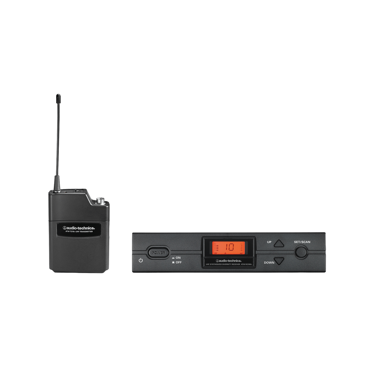 Audio-Technica ATW-2110cI Bodypack Wireless Microphone System with No Mic - I Band -487.125-506.500 MHz