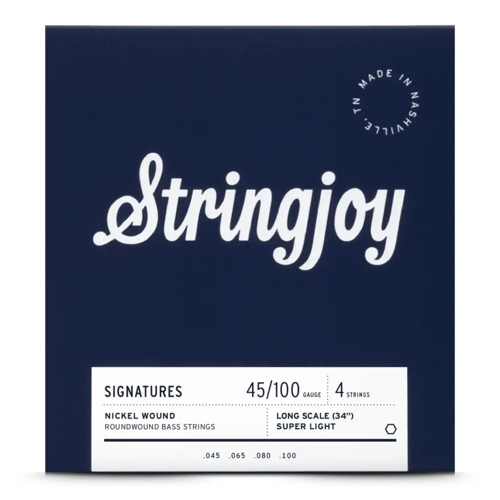 Stringjoy 4-String Nickel-Wound Bass Strings - Long Scale Super Light Gauge (.045-.100)