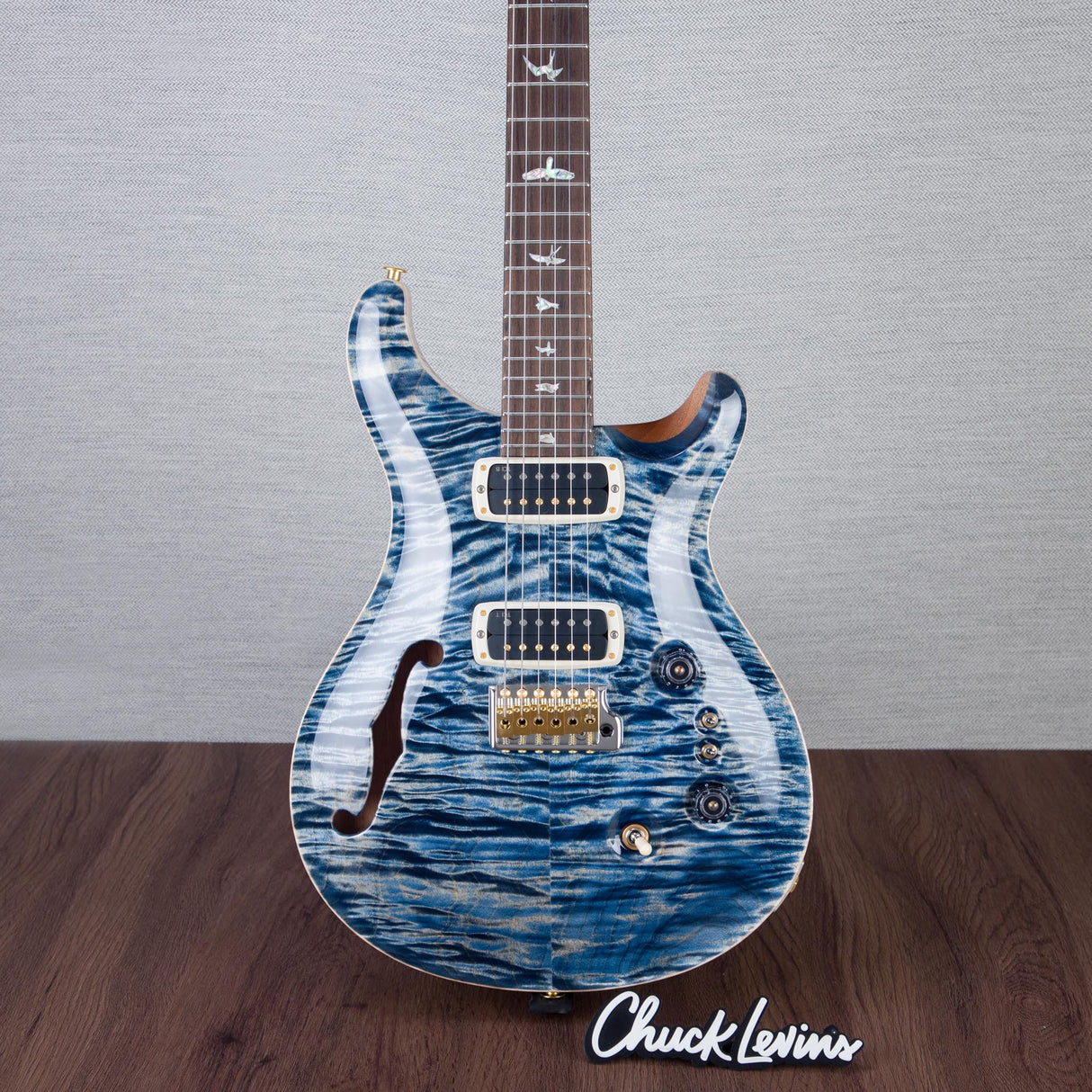 PRS 40th Anniversary Limited Edition Custom 24-08 Semi-Hollowbody Electric Guitar - Faded Whale Blue with Natural Back - #250399232