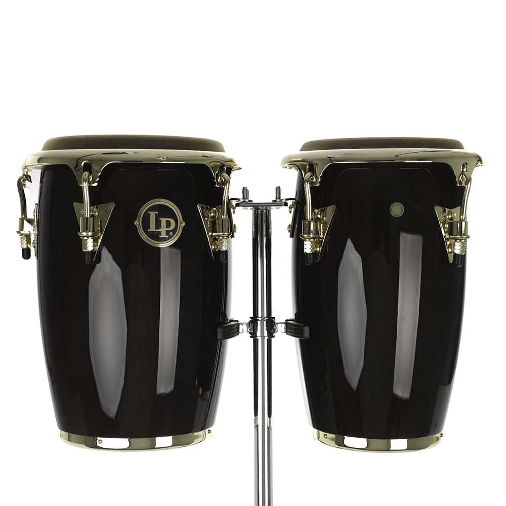 Latin Percussion Junior Conga Set - Black Wood With Gold Hardware - Preorder