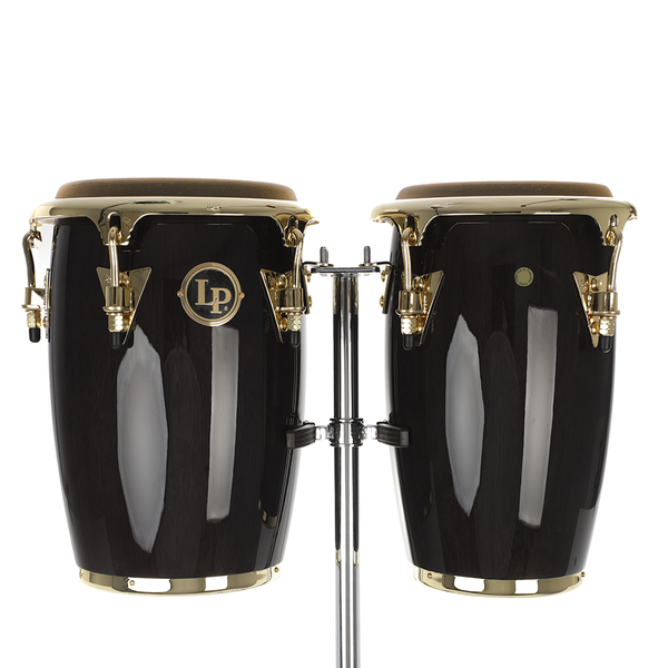 Latin Percussion Junior Conga Set - Black Wood With Gold Hardware