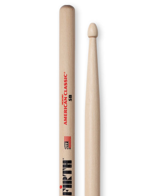 Vic Firth 5B American Classic Drumsticks Wood Tip, Hickory