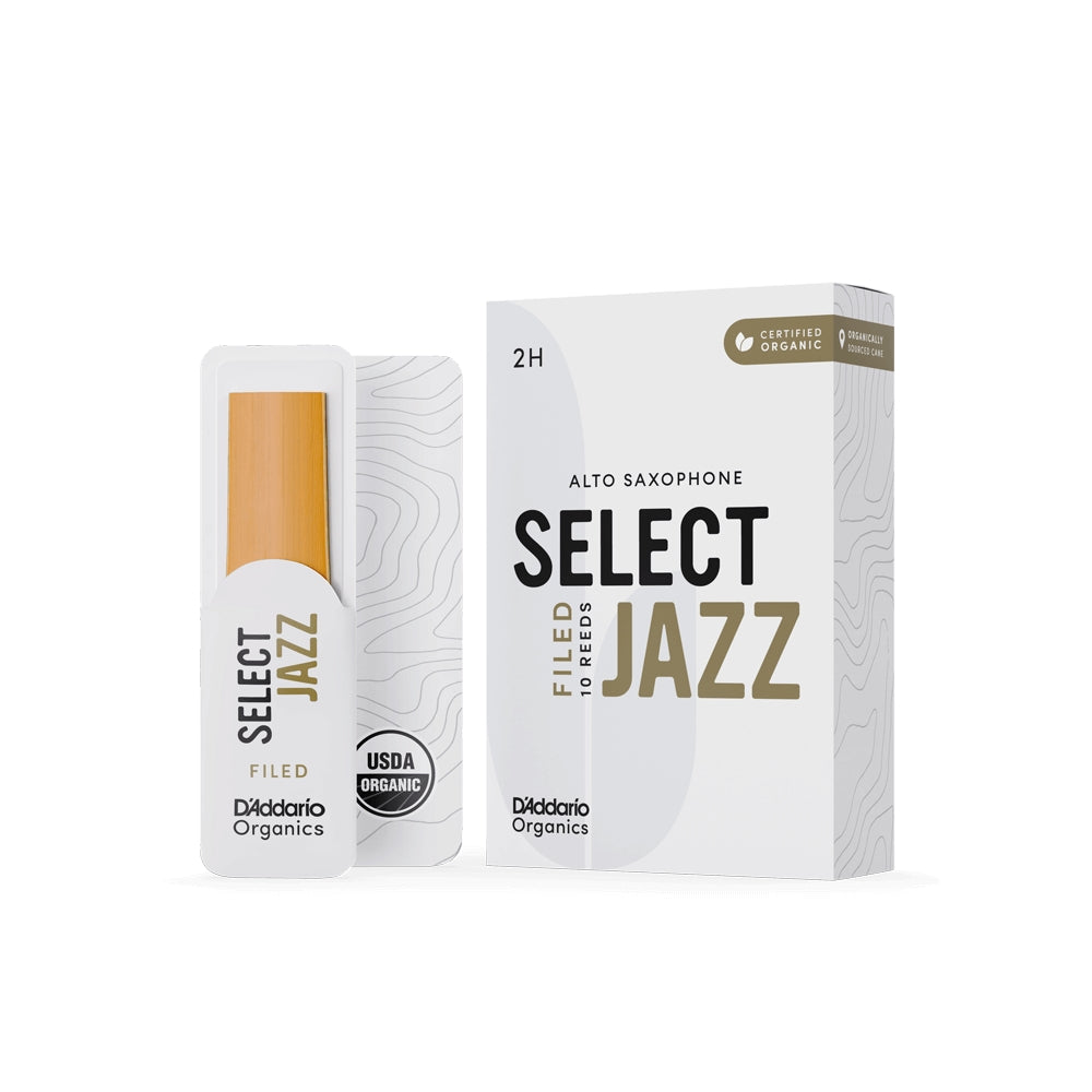 D'Addario ORSF10ASX2H Organic Select 10-Pack Jazz Alto Saxophone Reeds - 2 Hard