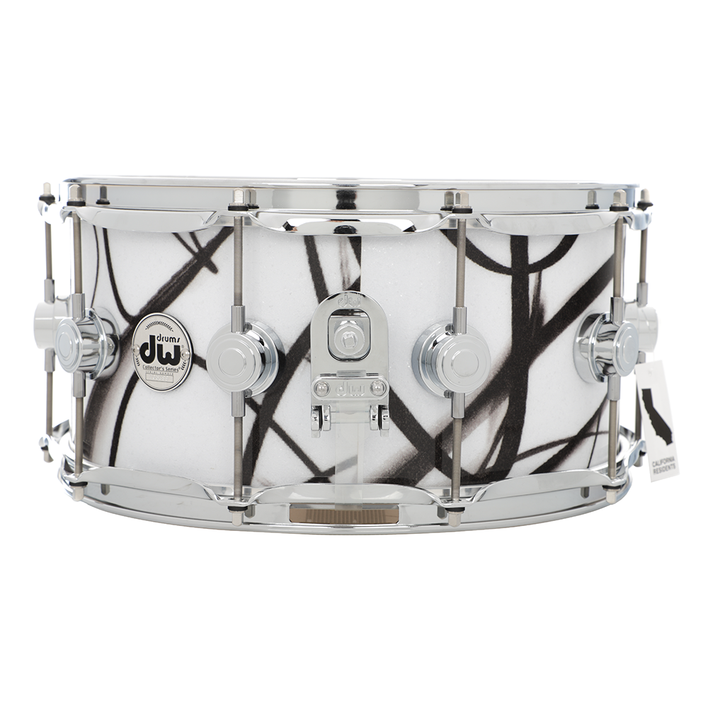 DW Collector's Pure Oak Snare, 14 x 6.5-Inch - White Glass Contrail