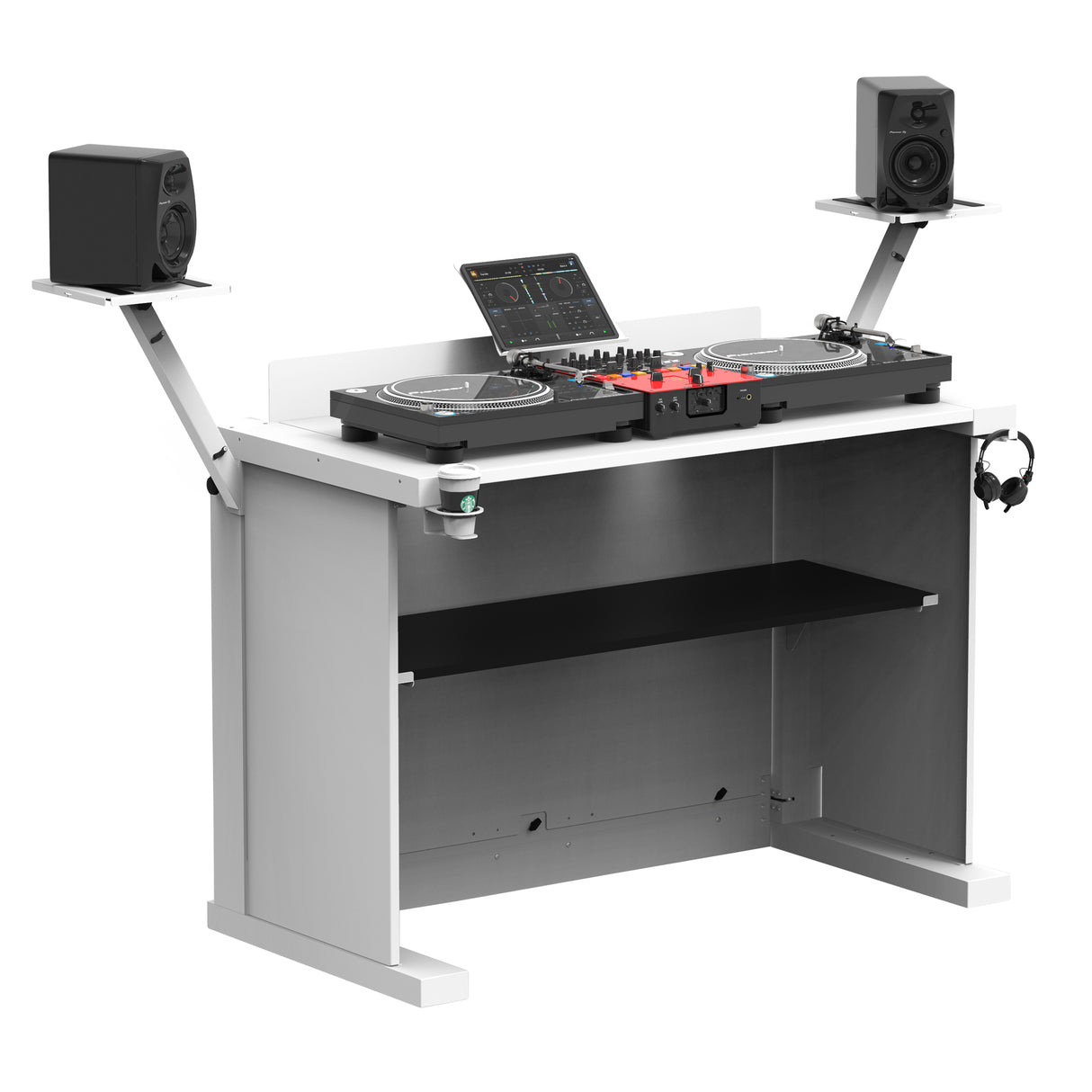 ProX XFH-HUMPTERB3WH WHITE B3 Workstation Quick Folding DJ Controller Turntable CD-J Facade Table
