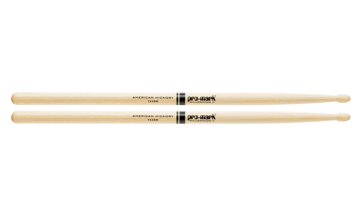 Promark TX5BW Hickory 5B Wood Tip Drumsticks