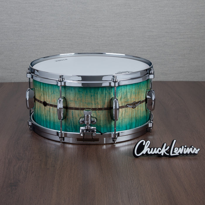 Tama 6.5 x 14-Inch Star Maple Snare Drum - Emerald Sea Curly Maple Burst