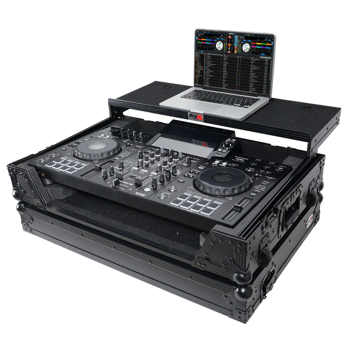 Pro X XS-XDJRX3 WLTBL ATA Style DJ Controller Case for Pioneer XDJ-RX3 RX2 Case with Laptop Shelf and Wheels - Black